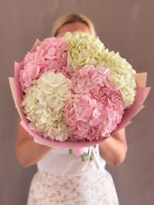 Букет из 5 ярких гортензий 