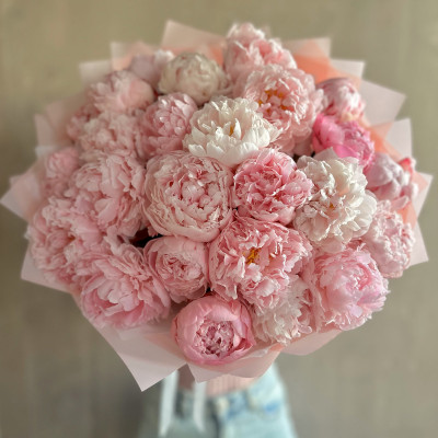 Букет из 25 нежных пионов