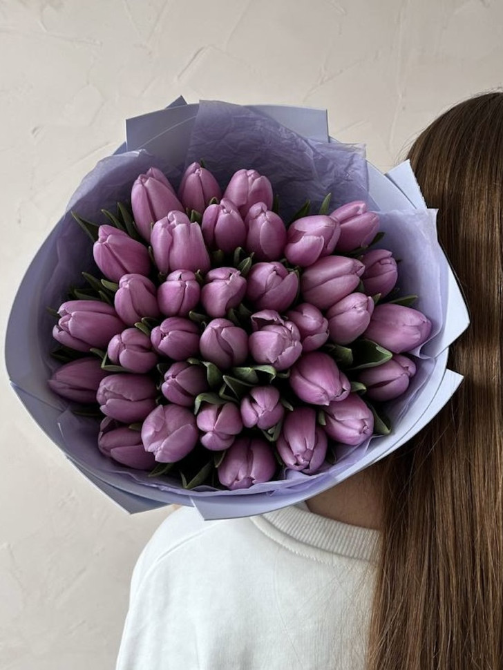 Букет из гладких тюльпанов (35 шт.) 