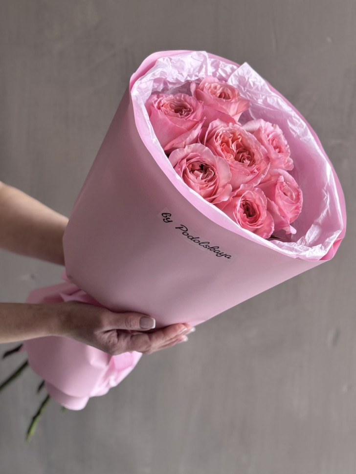 Букет из 7 пионовидных роз Пинк Экспрешн