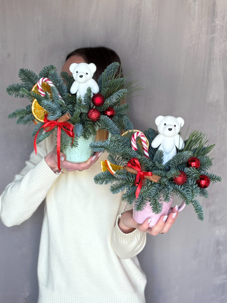 Новогодняя композиция с мишкой