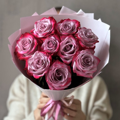 Букет из 9 роз Дип Перпл