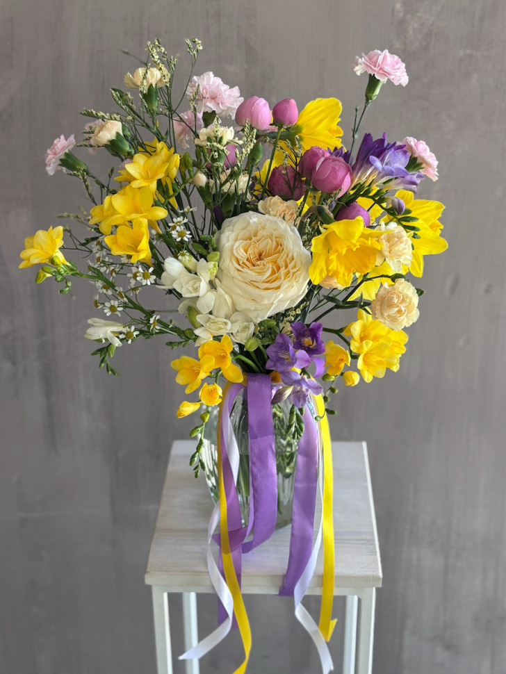 Букет «Жёлто-фиолетовая фантазия»