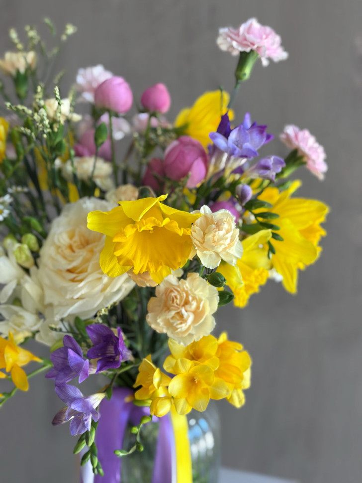 Букет «Жёлто-фиолетовая фантазия»