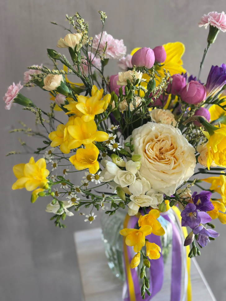Букет «Жёлто-фиолетовая фантазия»