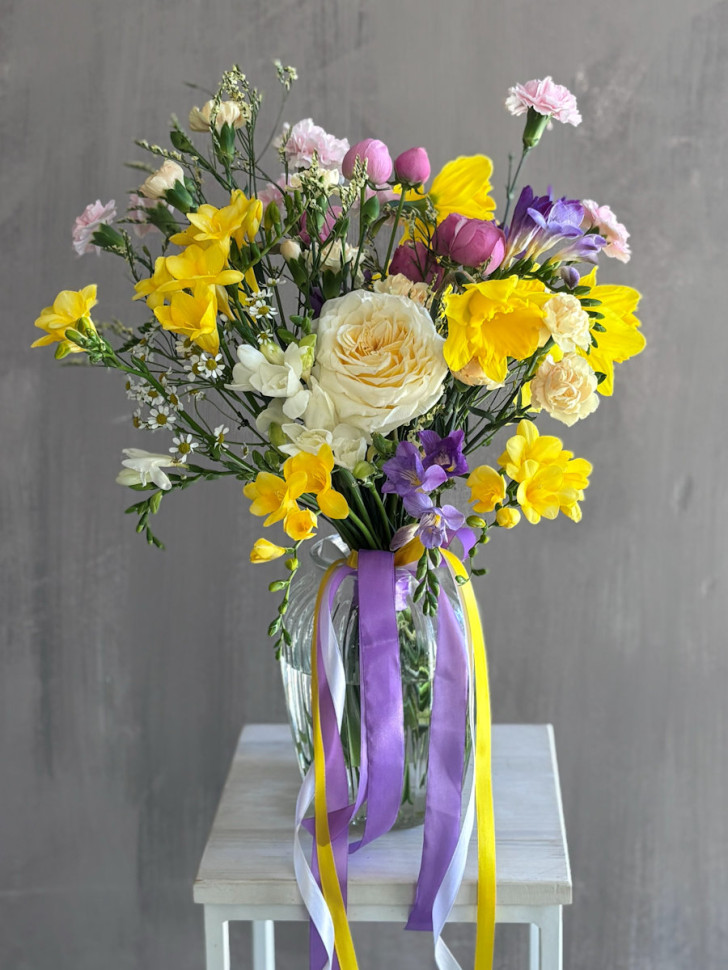 Букет «Жёлто-фиолетовая фантазия»
