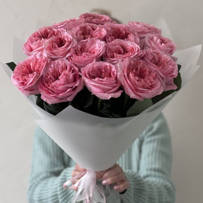 Букет из 15 пионовидных роз Пинк Экспрешн 