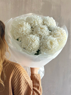 7 белых хризантем